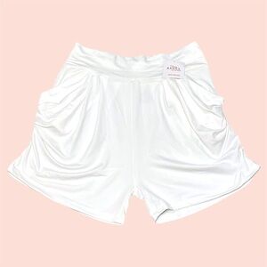 White Lounge Yoga Shorts with Pockets